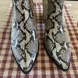 Snakeskin ankle booties